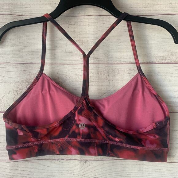 Lululemon Flow Y Bra Intensity Pink Blossom Multi with Pads Nulu Size 12 - Picture 4 of 15